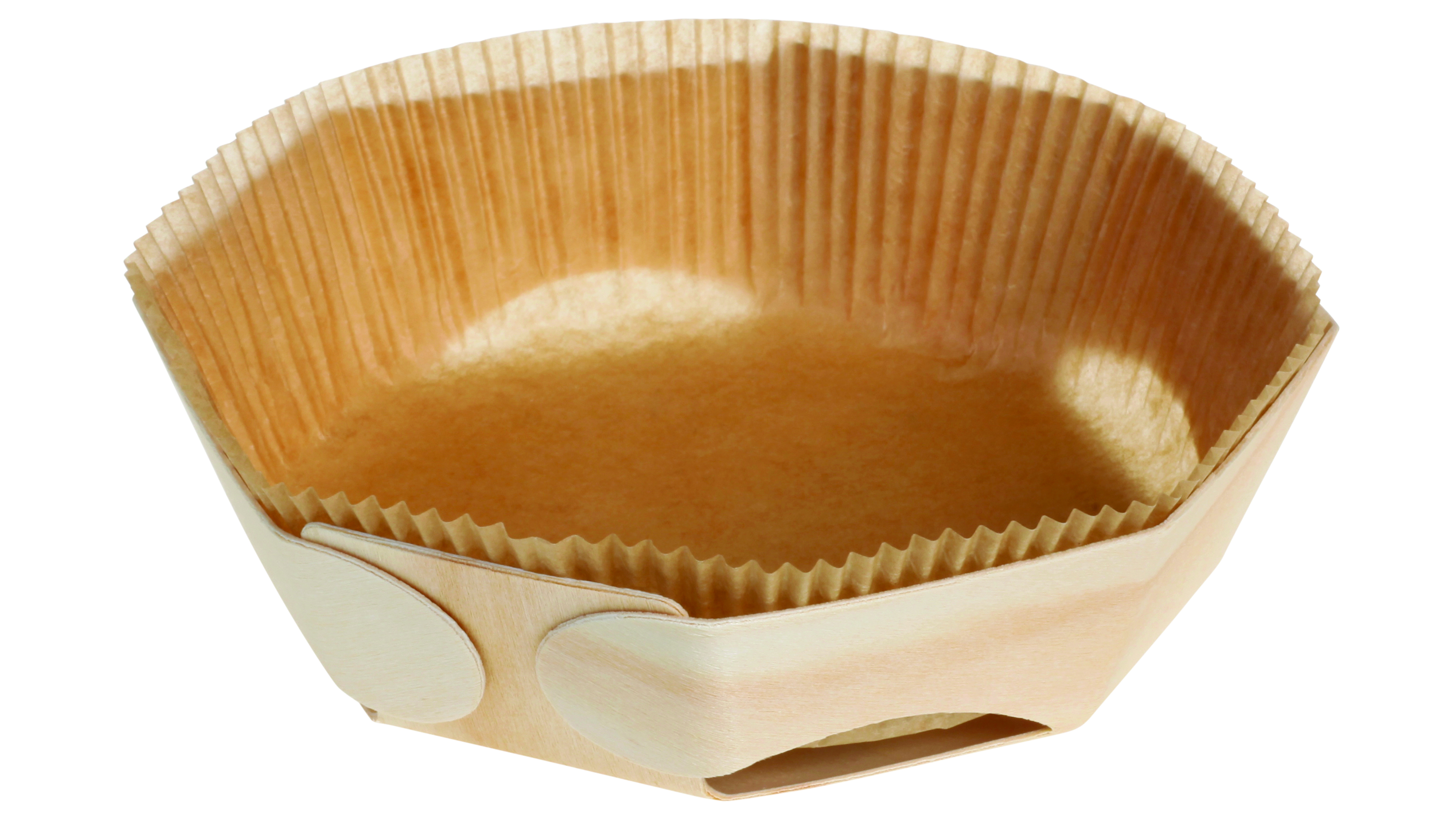 Holzbackform 8eckig inkl., Backpapier Ø150x55mm, 1100ml Zellulose